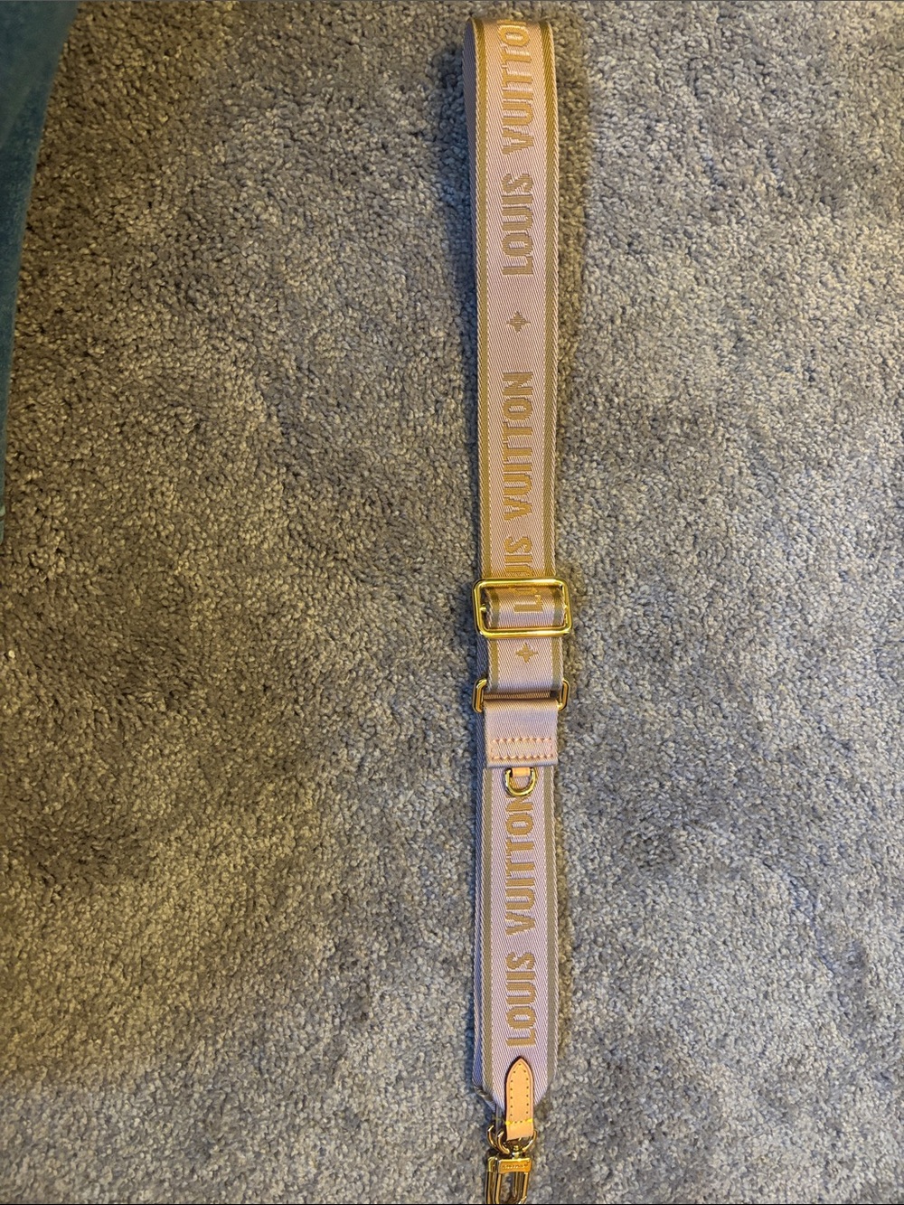 Authentic Louis Vuitton Pink and Gold Adjustable Logo Shoulder Strap